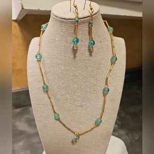 Turquoise & Gold Bead Necklace